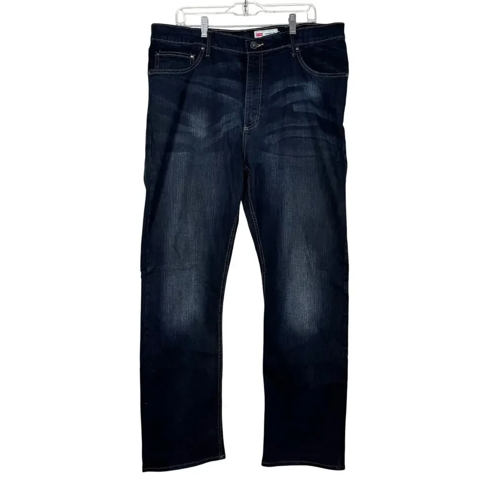 Wrangler Straight Fit Dark Wash Denim Jeans 38X32